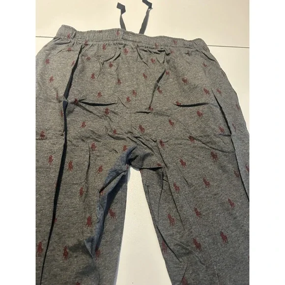 POLO RALPH LAUREN Pants Mens M-L Jogger Allover Pony Print Lounge Cotton Gray - Picture 5 of 5